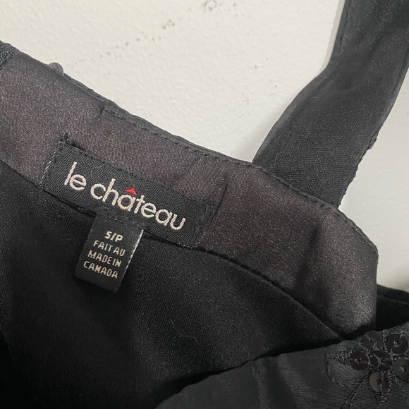 Black Dress Empire Waist. Sequins and Sash - Picture 3 of 4